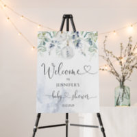 Winter eucalyptus blue baby shower welcome foam board