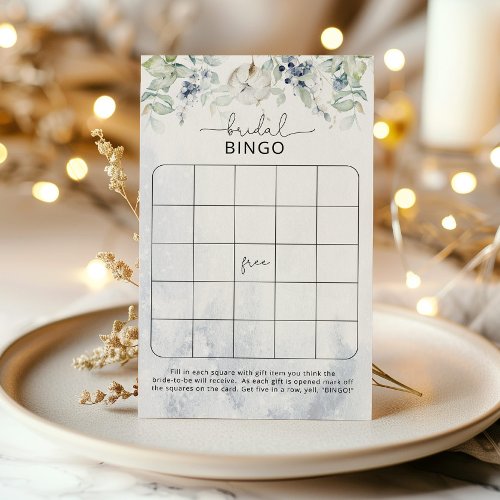 Winter eucalyptus bridal shower bingo game