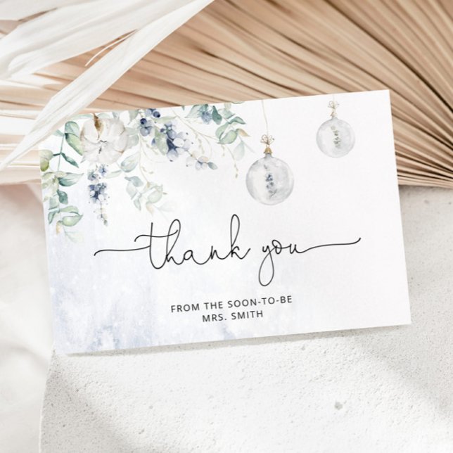 Winter eucalyptus bridal shower thank you card (Creator Uploaded)