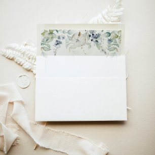 Winter eucalyptus elegant wedding envelope liner