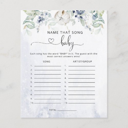 Winter eucalyptus Name that song baby shower game