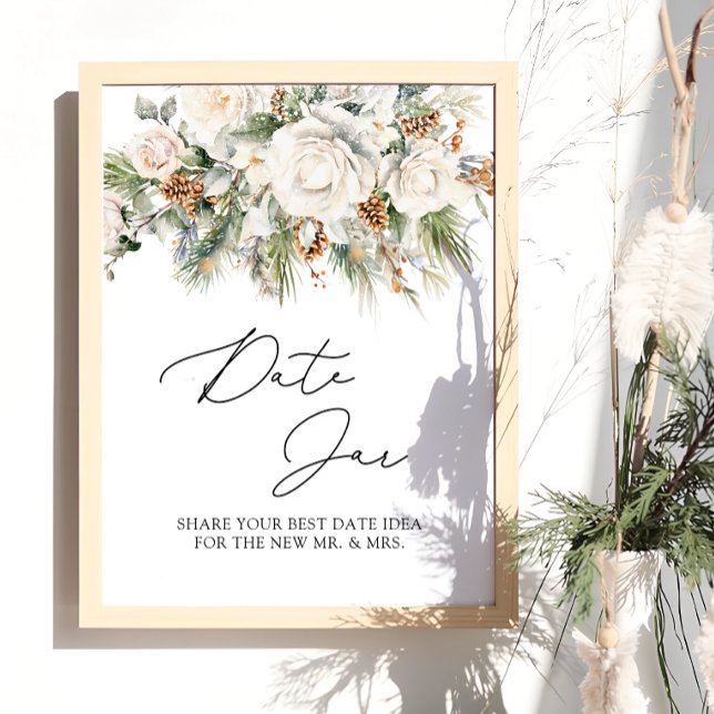 Winter Evergreen and Floral Date Jar Bridal Game Poster (Creator Uploaded)