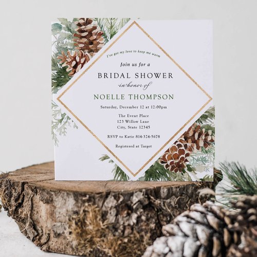 Winter Evergreen and Pine Bridal Shower Invitation