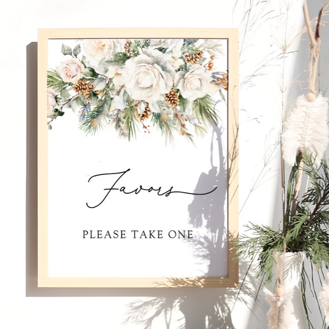 Winter Evergreen and Pine Favors Please Take One Poster (Creator Uploaded)