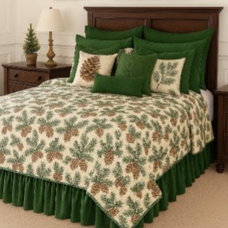 Winter Evergreen and Pine on White 