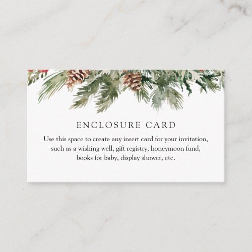Winter Evergreen and Pinecone Custom Enclosure Card
