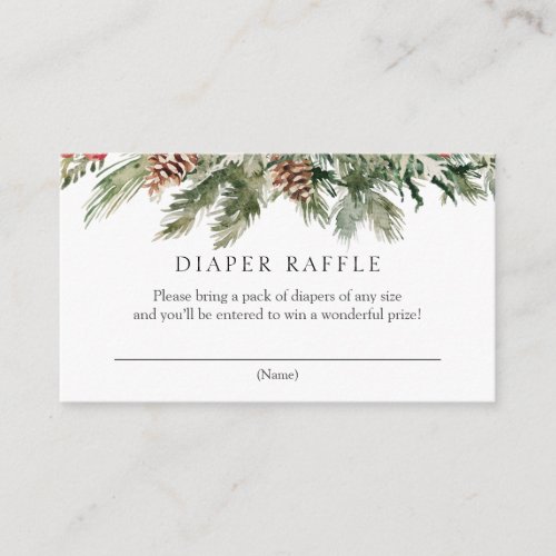 Winter Evergreen and Pinecones Diaper Raffle  Enclosure Card