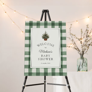 Winter Evergreen and Plaid Baby Shower Welcome Foam Board