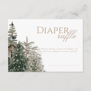 Winter Evergreen Baby Shower Raffle Card 3.5x5