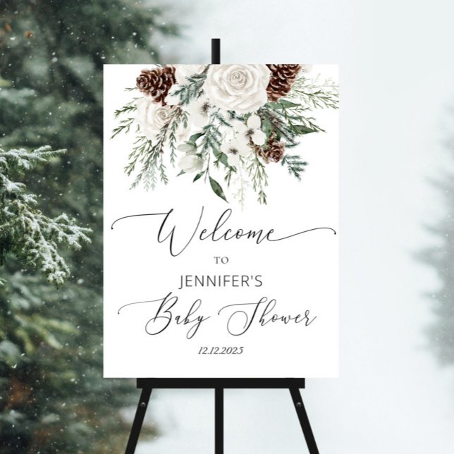 Winter evergreen baby shower welcome foam board (Creator Uploaded)