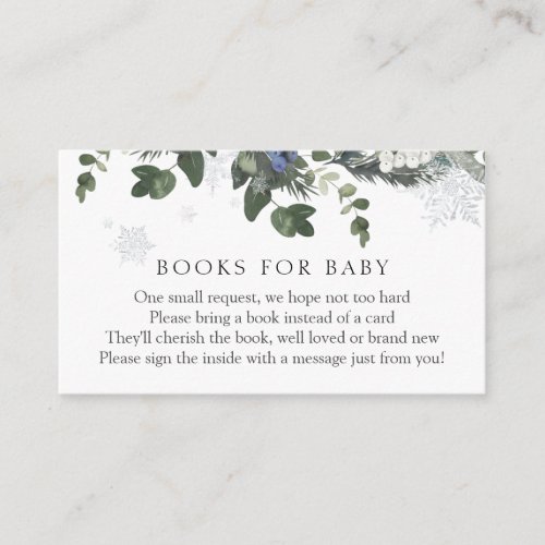 Winter Evergreen Blue Books for Baby Insert Card