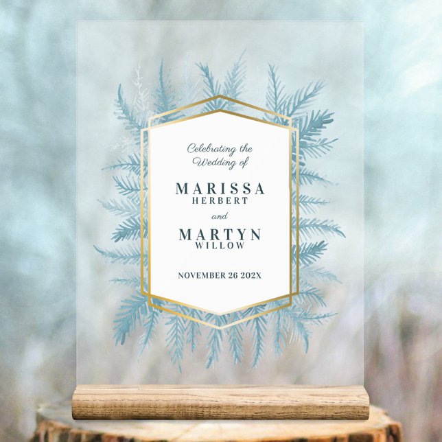 Winter evergreen blue spruce art wedding entry acrylic sign (Creator Uploaded)