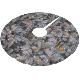 Winter Evergreen Blue Spruce Pine Tree Brushed Polyester Tree Skirt