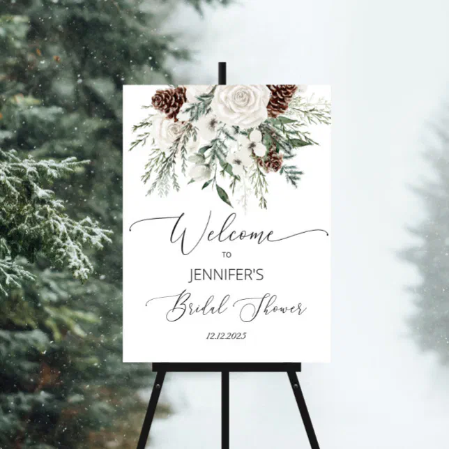 Winter evergreen bridal shower foam board Zazzle