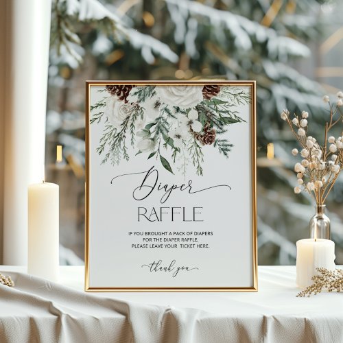 Winter evergreen Christmas diaper raffle Poster