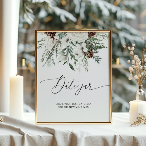 Winter Evergreen Date jar bridal game Poster