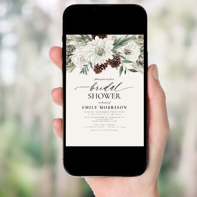 Winter Evergreen Elegant Bridal shower Invitation (Front Digital)