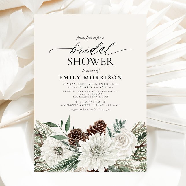 Winter Evergreen Elegant Bridal shower Invitation (Creator Uploaded)