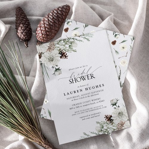 Winter Evergreen Elegant Bridal shower invitation