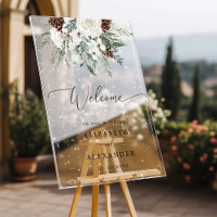 Winter evergreen elegant wedding welcome