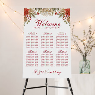 Winter Evergreen Flowers Wedding Seating Chart  Foam Board