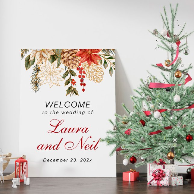 Winter Evergreen Flowers Wedding Welcome Sign (Creator Uploaded)