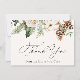Winter Evergreen Greenery Thank You Note Card