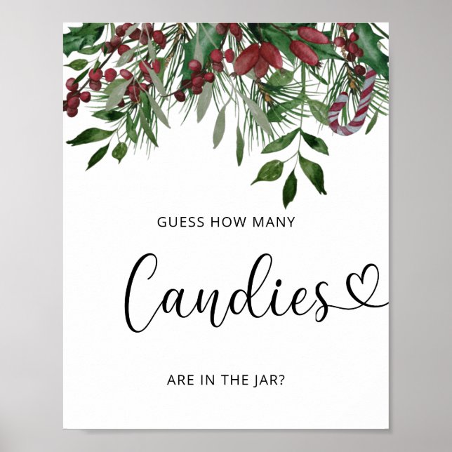 Winter evergreen Guess how many candies Poster (Front)
