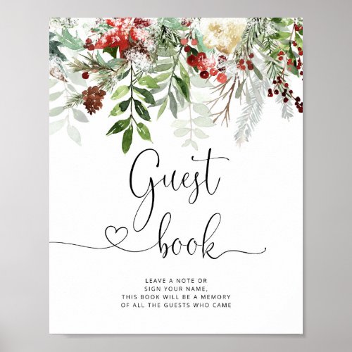Winter evergreen Guest book Poster