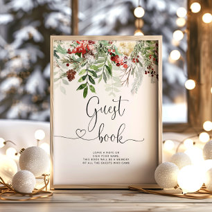 Winter evergreen Guest book Poster