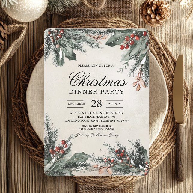 Winter Evergreen Holiday  Invitation (Creator Uploaded)