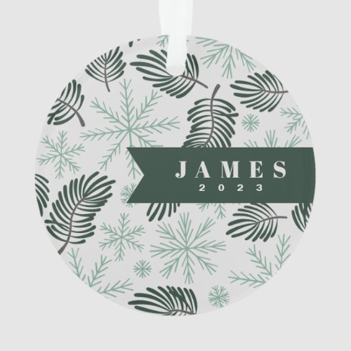 Winter Evergreen Holiday Photo Personalized Ornament