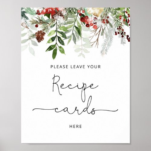 Winter evergreen leave your recipe card here poster