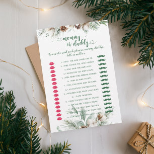 Winter Evergreen Mommy or Daddy baby shower game