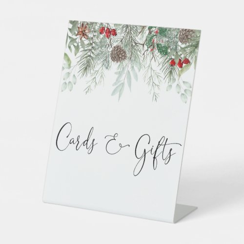 Winter Evergreen Pine Baby Shower Cards And Gifts Pedestal Sign