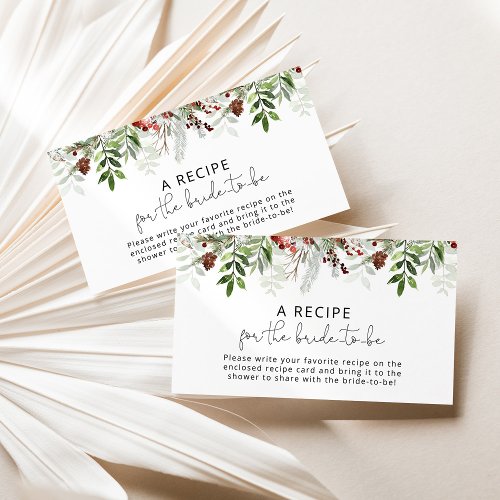  Winter evergreen Recipe for the bride to be Enclosure Card