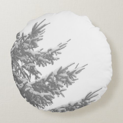 Winter Evergreen Round Pillow