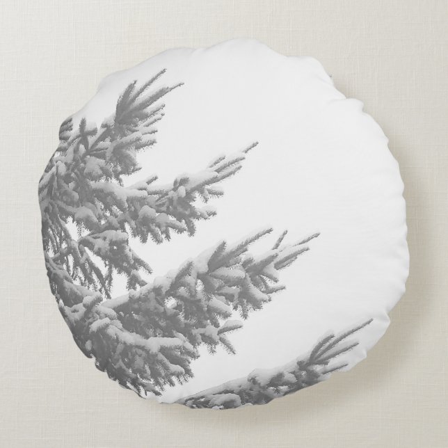 Winter Evergreen Round Pillow (Back)