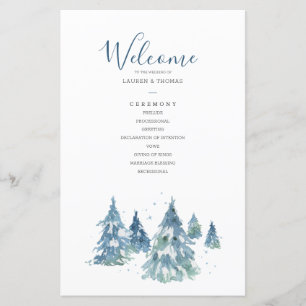 Winter Evergreen Tree Watercolor Wedding