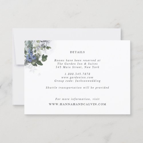 Winter Evergreen Wedding Details Card