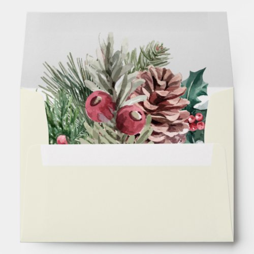 Winter Evergreen Wedding Envelope