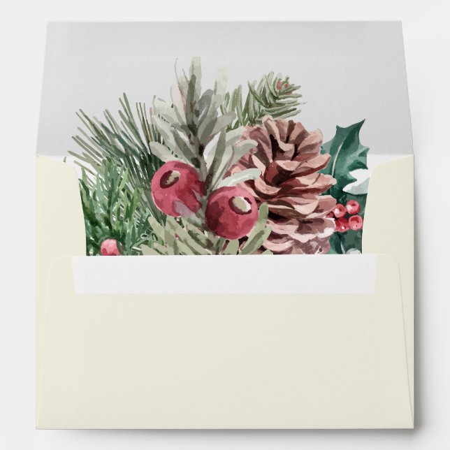 Winter Evergreen Wedding Envelope (Back (Bottom))
