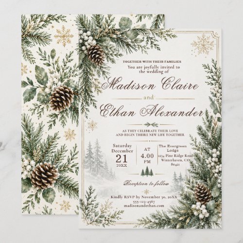 Winter Evergreen Wedding Invitation