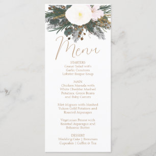 Winter Evergreen Wedding Menu Card