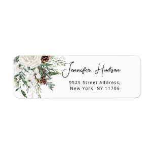 Winter evergreen wedding return Address Label