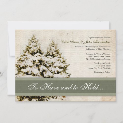 Winter Evergreens Vintage Wedding Invitations