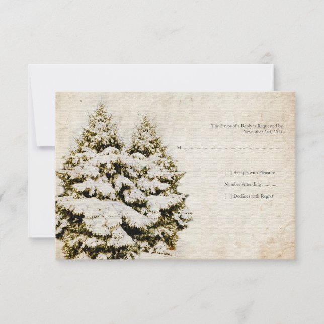 Winter Evergreens Vintage Wedding Invitations (Front)