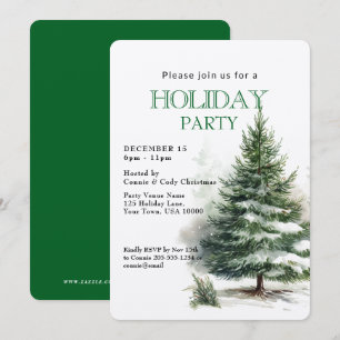 Winter Everygreen Tree HOLIDAY PARTY Invitation