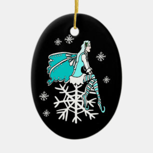 Winter Faerie on a Snowflake Ornament