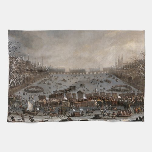 Winter Fair on the Thames London Kitchen Towel